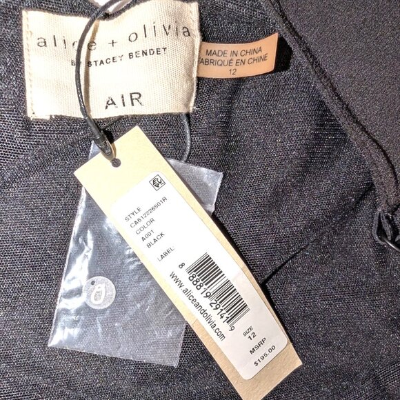 NWT Alice + Olivia | AIR Cate Bodycon Black Mini Dress w/ Sheer Mesh Panel | 12 - Picture 5 of 13